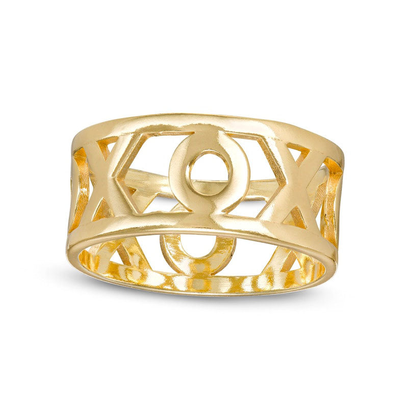 Image of ID 1 90mm XO Hugs and Kisses Band in Solid 10K Yellow Gold - Size 7