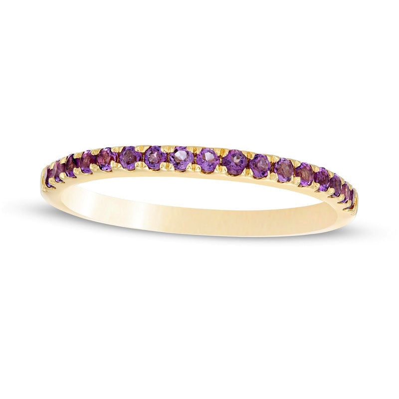 Image of ID 1 Amethyst Petite Stackable Band in Solid 10K Yellow Gold