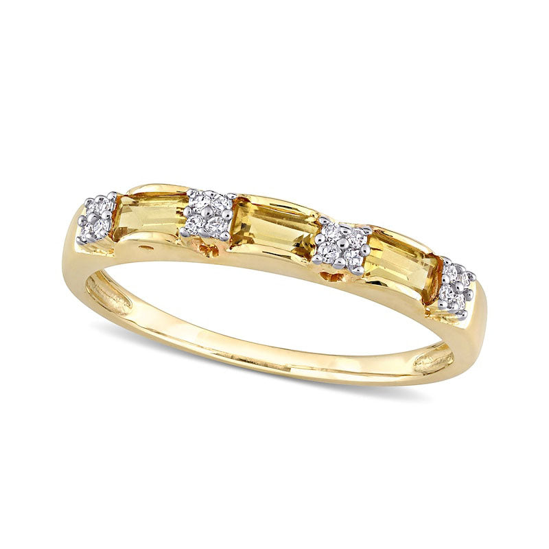 Image of ID 1 Baguette Citrine and 007 CT TW Natural Diamond Quad Alternating Ring in Solid 10K Yellow Gold