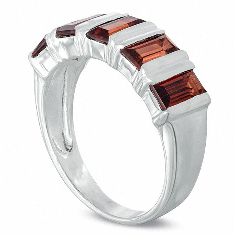 Image of ID 1 Baguette Garnet Five Stone Ring in Sterling Silver