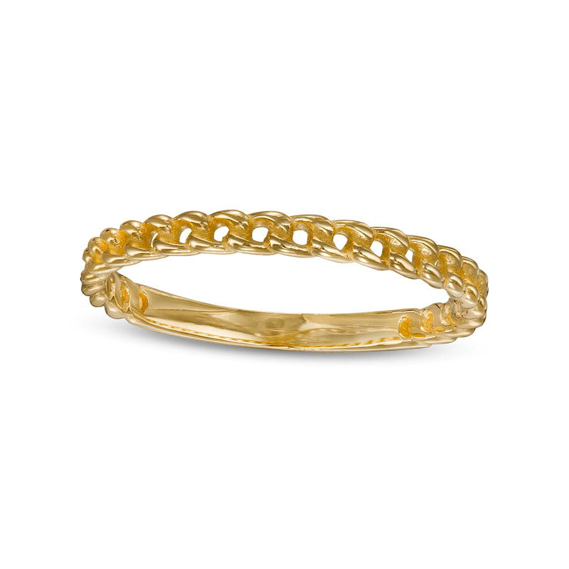 Image of ID 1 Beaded Curb Chain Link Stackable Band in Solid 10K Yellow Gold