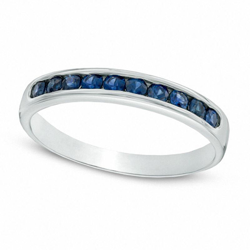 Image of ID 1 Blue Sapphire Band in Solid 10K White Gold