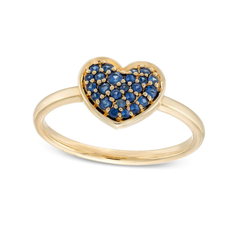 Image of ID 1 Blue Sapphire Cluster Heart Ring in Solid 10K Yellow Gold
