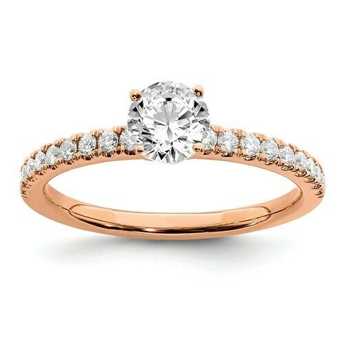 Image of ID 1 Certified 1/2CT Round Real Diamond Engagement Ring 14K Rose Gold