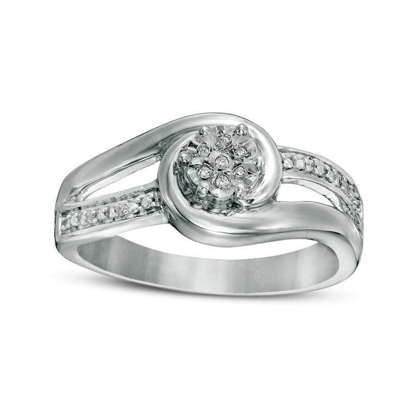 Image of ID 1 Composite Natural Diamond Accent Bypass Swirl Ring in Sterling Silver