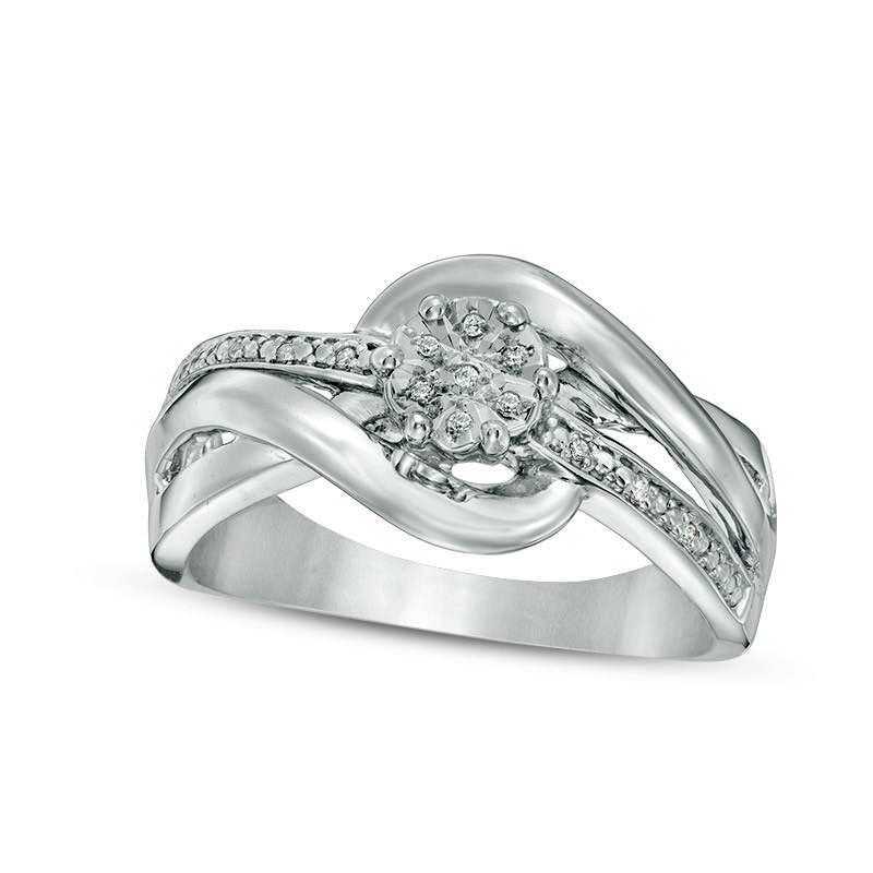 Image of ID 1 Composite Natural Diamond Accent Layered Crossover Bypass Ring in Sterling Silver