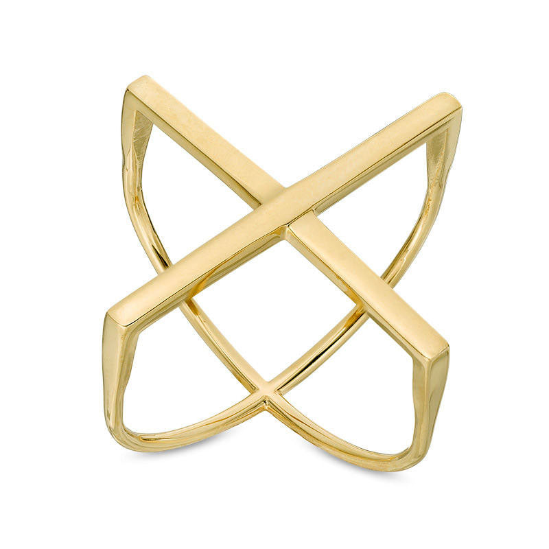 Image of ID 1 Criss-Cross Orbit Ring in Solid 14K Gold - Size 7