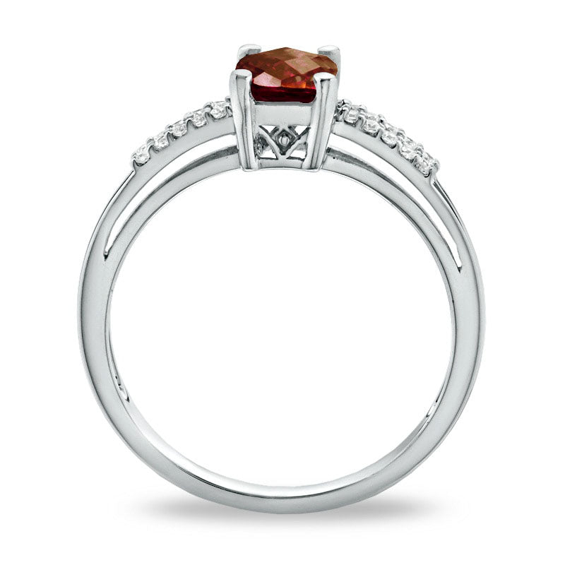 Image of ID 1 Cushion-Cut Garnet and White Topaz Ring in Sterling Silver