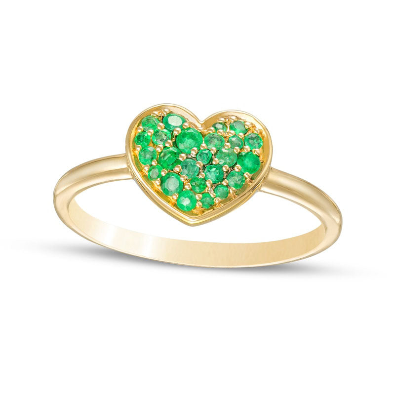 Image of ID 1 Emerald Cluster Heart Ring in Solid 10K Yellow Gold