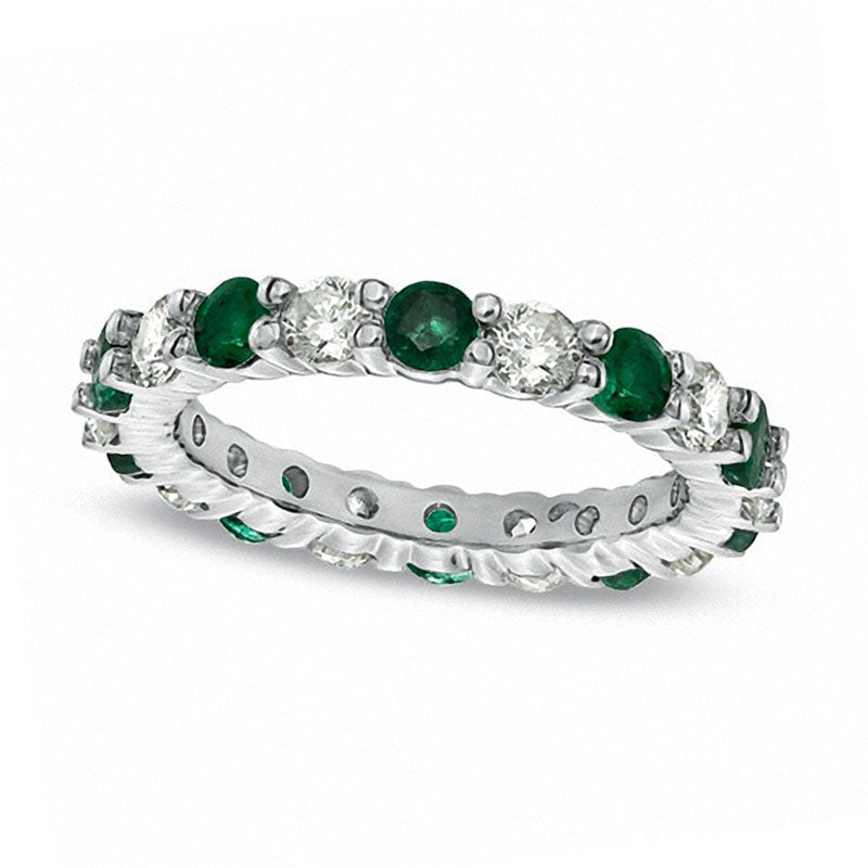 Image of ID 1 Emerald and 10 CT TW Natural Diamond Eternity Band in Solid 14K White Gold