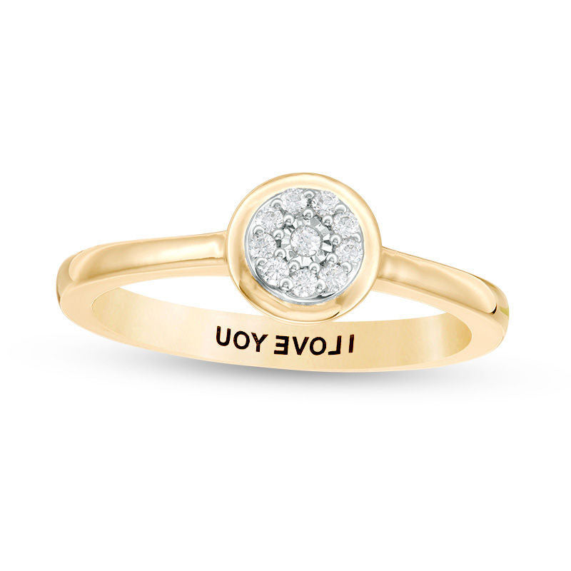 Image of ID 1 Engravable 007 CT TW Composite Natural Diamond Promise Ring in Solid 10K White Yellow or Rose Gold (1 Line)