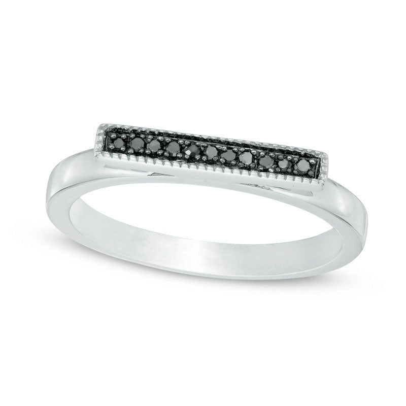 Image of ID 1 Enhanced Black Natural Diamond Accent Bar Ring in Sterling Silver