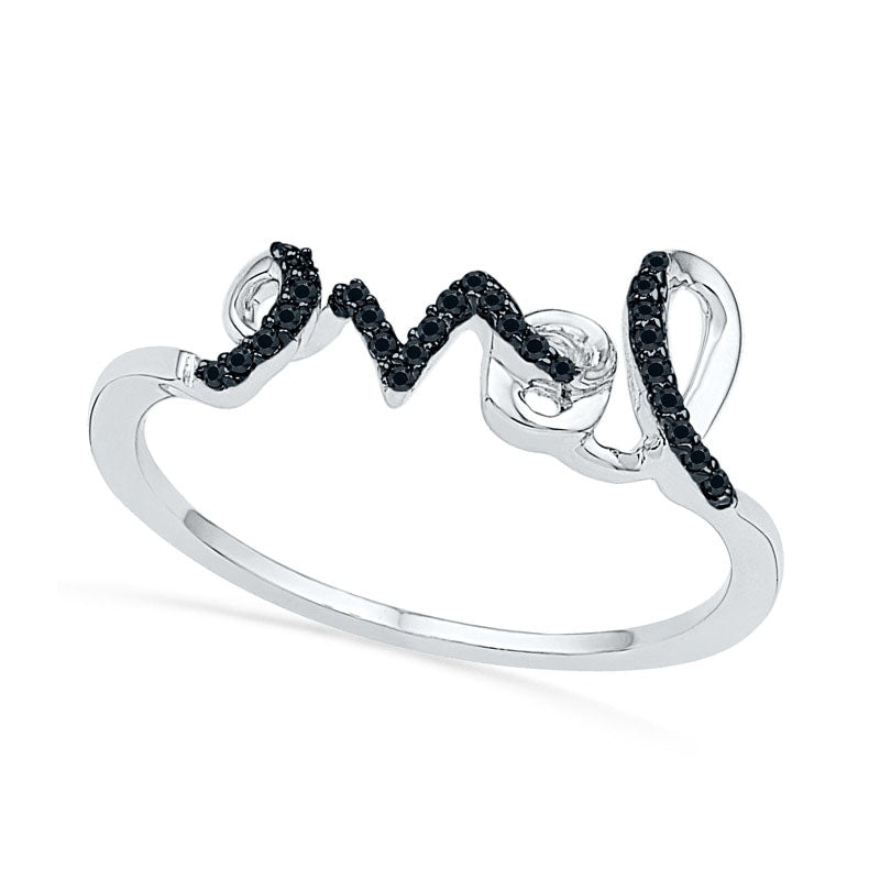 Image of ID 1 Enhanced Black Natural Diamond Accent Cursive love Ring in Sterling Silver
