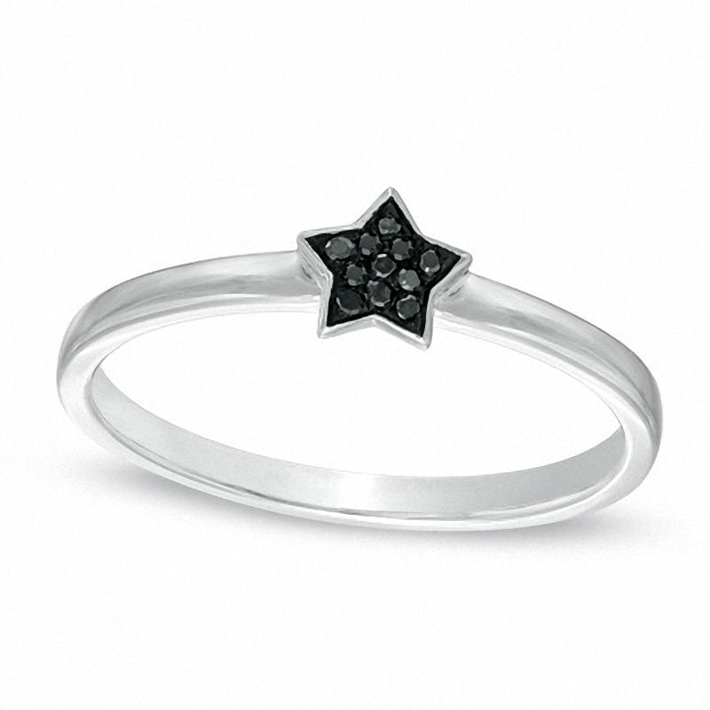 Image of ID 1 Enhanced Black Natural Diamond Accent Star Ring in Solid 10K White Gold