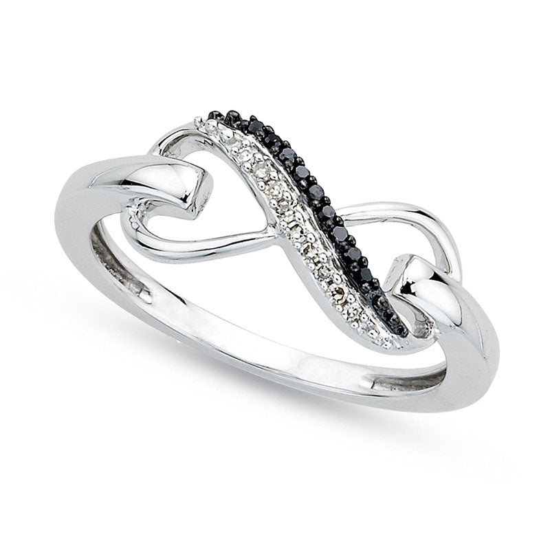 Image of ID 1 Enhanced Black and White Natural Diamond Accent Infinity Ring in Sterling Silver - Size 7
