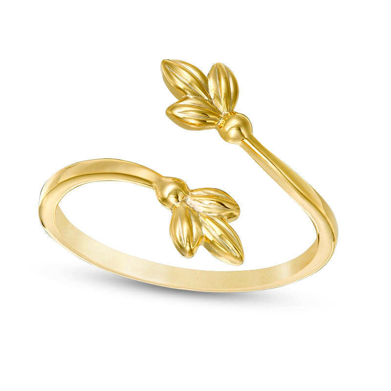 Image of ID 1 Flower Bloom Bypass Ring in Solid 10K Yellow Gold
