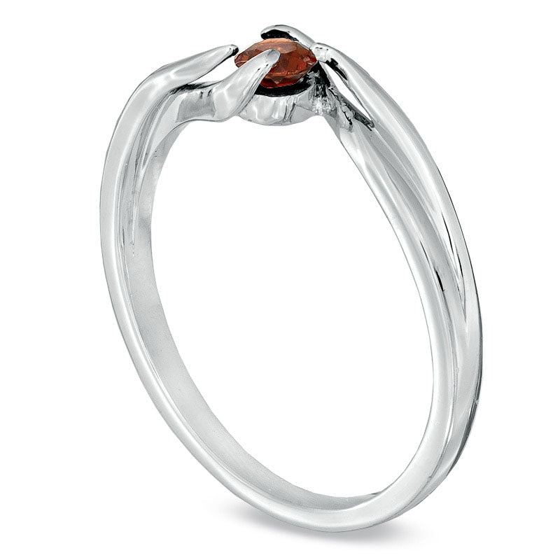 Image of ID 1 Garnet Bypass Promise Ring in Sterling Silver