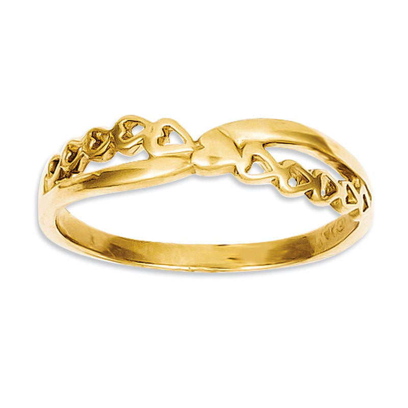 Image of ID 1 Heart Crossover Ring in Solid 14K Gold