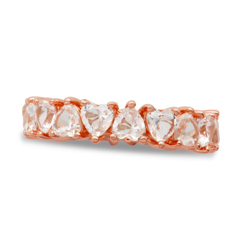 Image of ID 1 Heart-Shaped Lab-Created White Sapphire Eternity Ring in Sterling Silver with Solid 18K Rose Gold Plate
