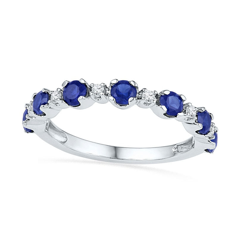 Image of ID 1 Lab-Created Blue and White Sapphire Ring in Sterling Silver