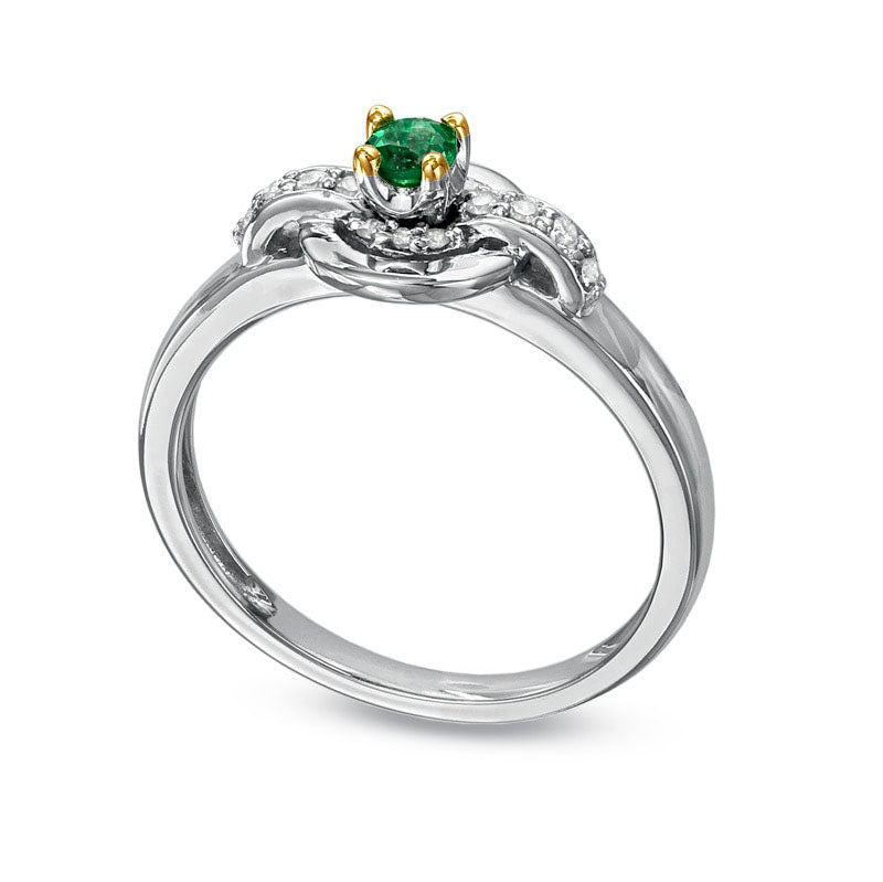 Image of ID 1 Lab-Created Emerald and Diamond Accent Frame Promise Ring in Solid 10K White Gold
