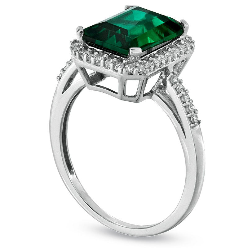 Image of ID 1 Lab-Created Emerald and White Sapphire Ring in Sterling Silver