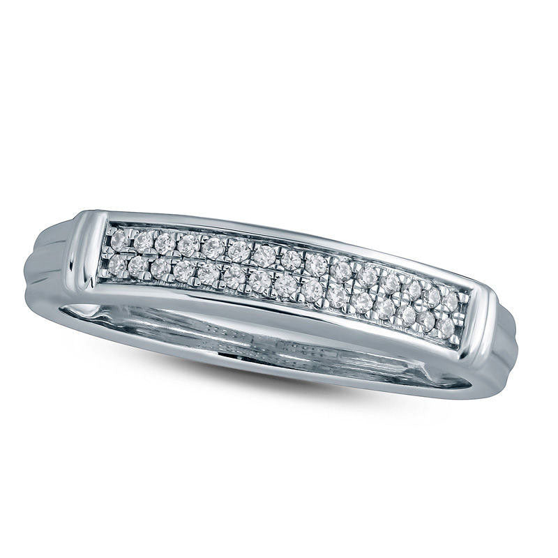 Image of ID 1 Ladies' 010 CT TW Natural Diamond Double Row Collar Wedding Band in Solid 10K White Gold