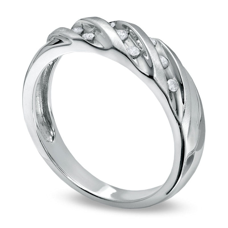 Image of ID 1 Ladies' 010 CT TW Natural Diamond Slant Wedding Band in Solid 10K White Gold