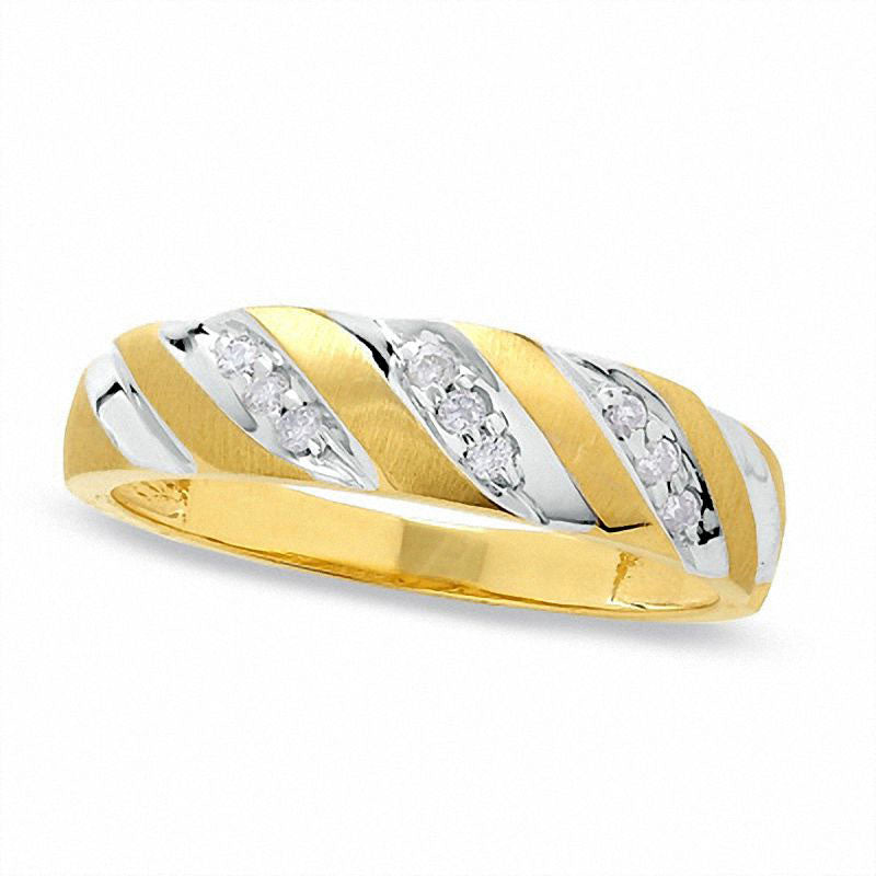 Image of ID 1 Ladies' 010 CT TW Natural Diamond Wedding Band in Solid 10K Two-Tone Gold