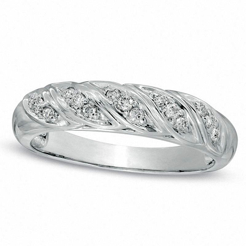 Image of ID 1 Ladies' 013 CT TW Natural Diamond Spiral Wedding Band in Solid 10K White Gold