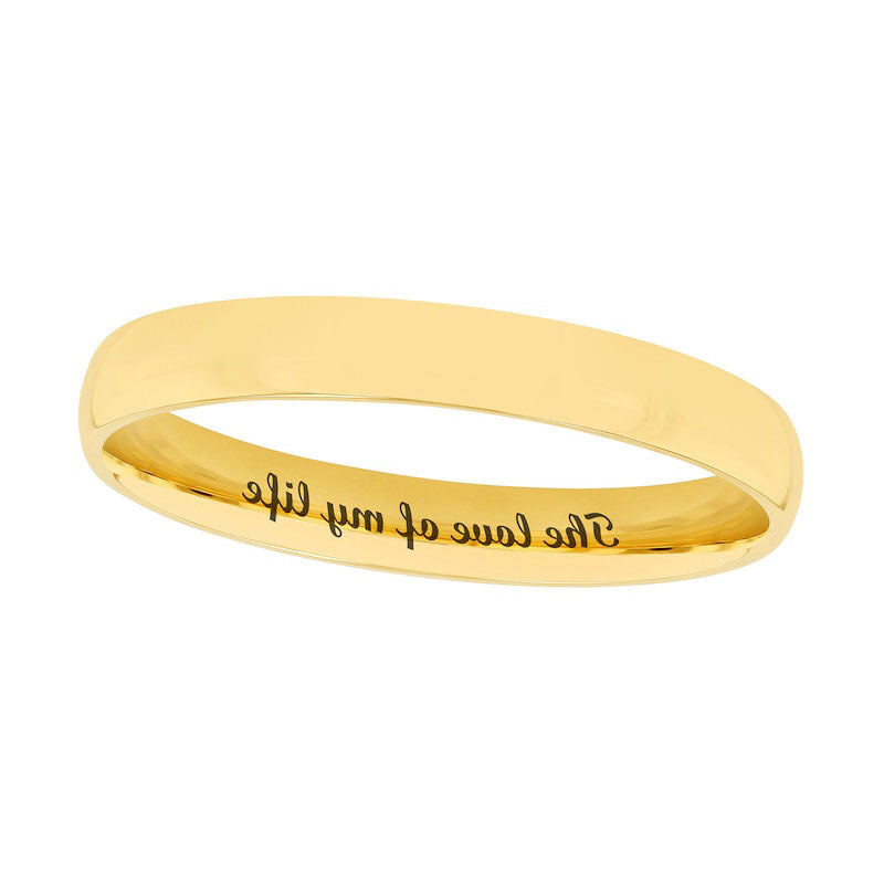 Image of ID 1 Ladies' 30mm Comfort-Fit Engravable Wedding Band in Solid 14K White Yellow or Rose Gold (1 Line)