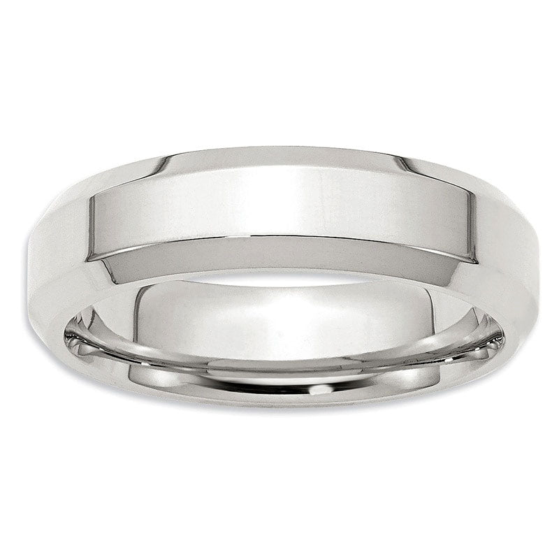Image of ID 1 Ladies' 60mm Bevel Edge Comfort Fit Wedding Band in Sterling Silver