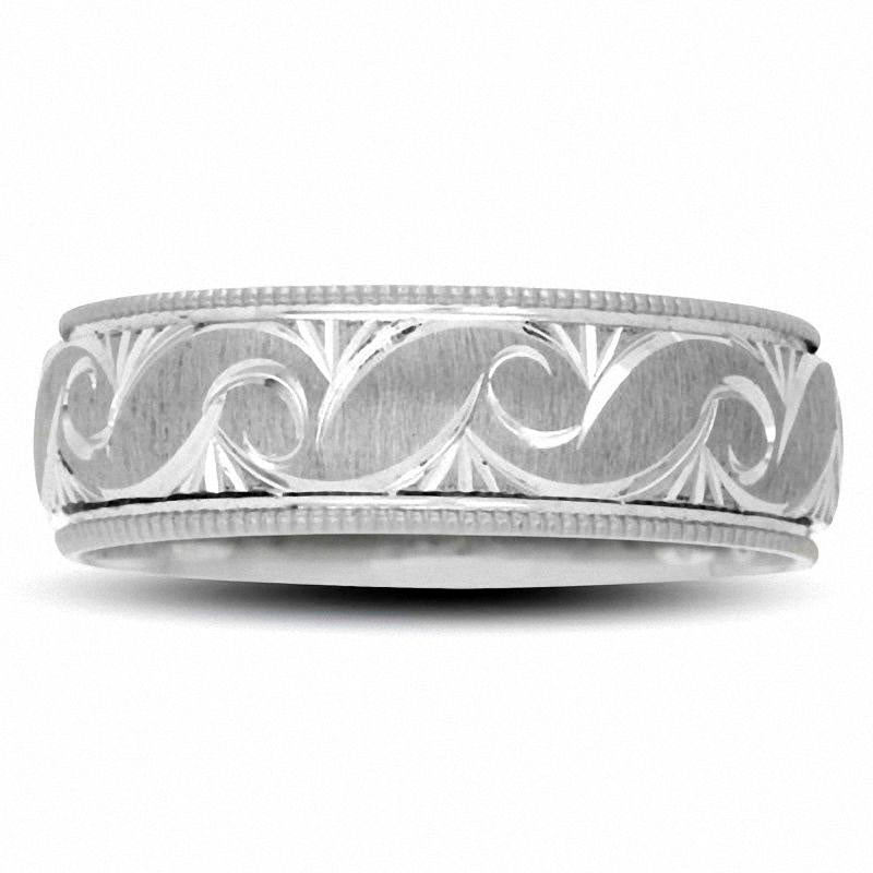Image of ID 1 Ladies' 60mm Swirl Wedding Band in Solid 10K White Gold