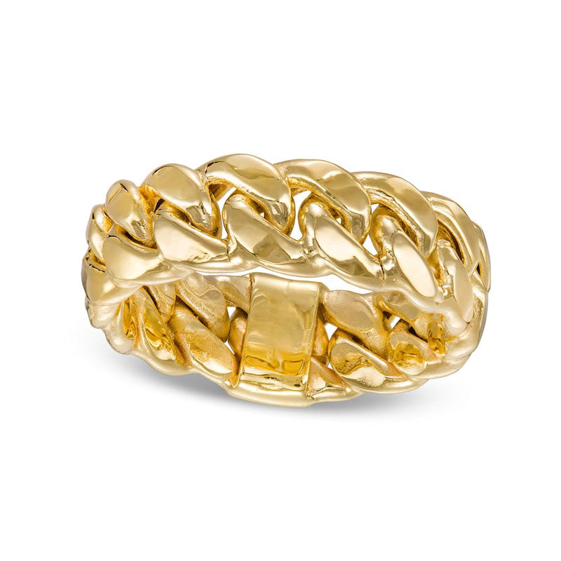 Image of ID 1 Ladies' 70mm Curb Chain Link Ring in Solid 10K Yellow Gold - Size 7
