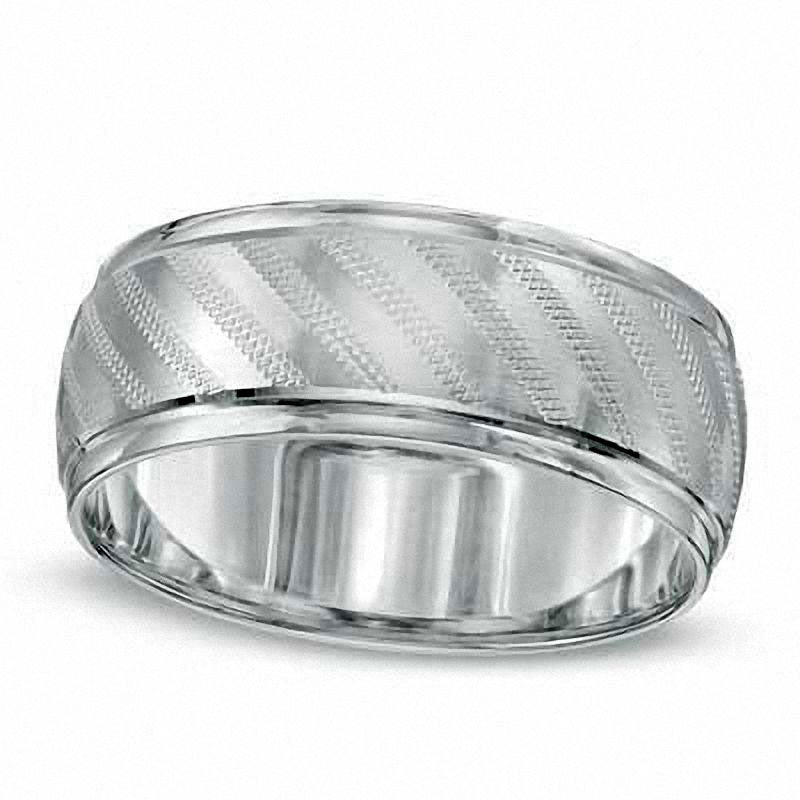 Image of ID 1 Ladies' 80mm Textured Wedding Band in Solid 10K White Gold