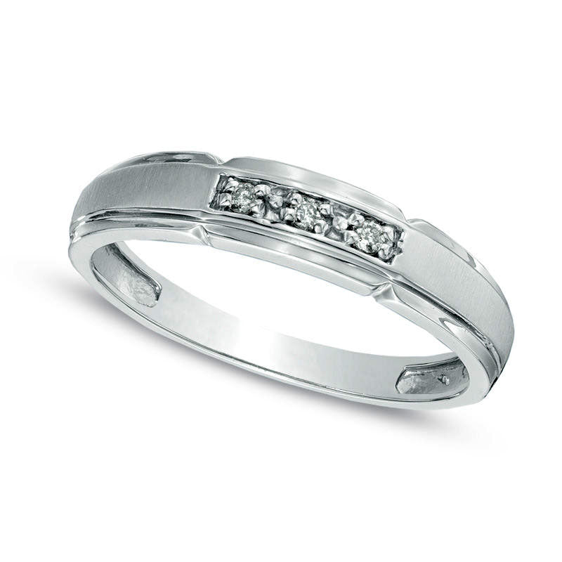 Image of ID 1 Ladies' Natural Diamond Accent Satin Wedding Band in Solid 10K White Gold