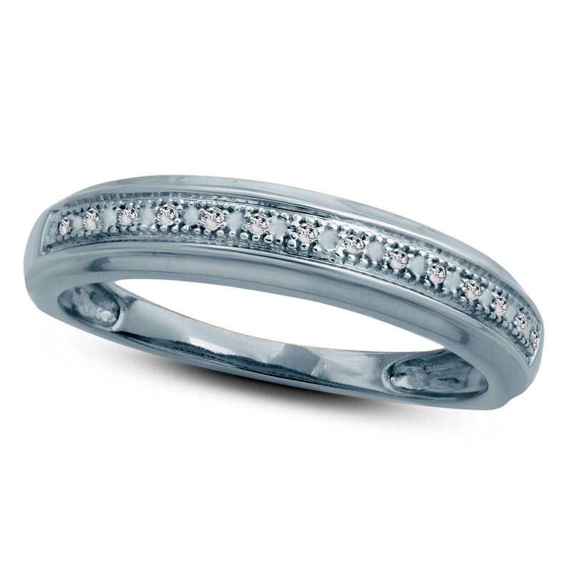 Image of ID 1 Ladies' Natural Diamond Accent Single Row Wedding Band in Solid 10K White Gold