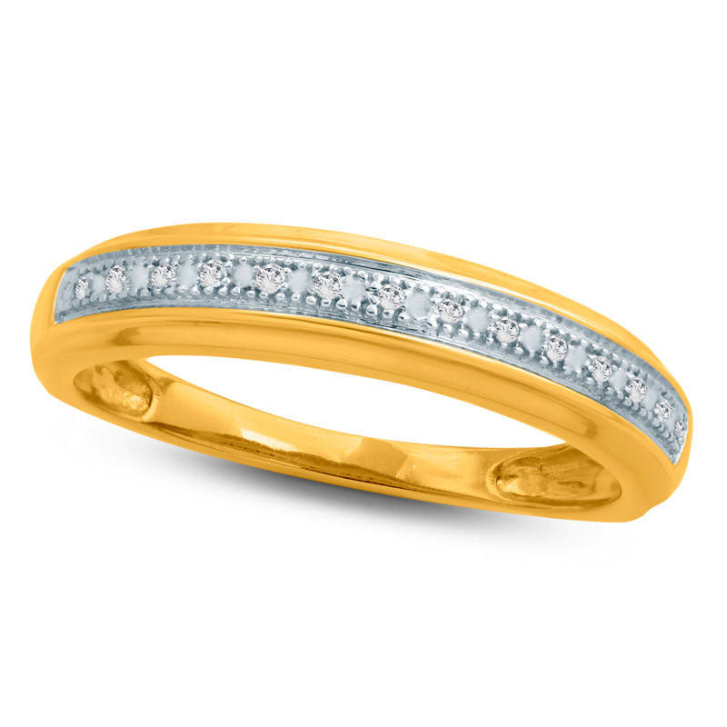 Image of ID 1 Ladies' Natural Diamond Accent Single Row Wedding Band in Solid 10K Yellow Gold