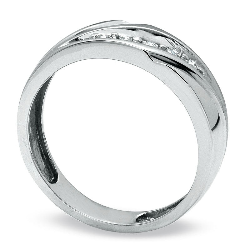 Image of ID 1 Ladies' Natural Diamond Accent Slant Band in Solid 10K White Gold