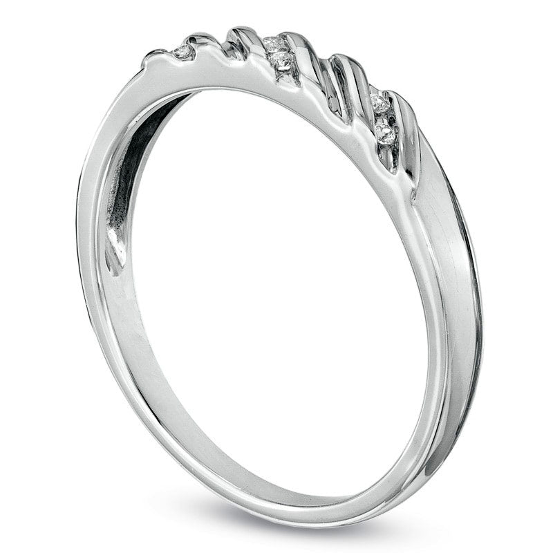Image of ID 1 Ladies' Natural Diamond Accent Slant Wedding Band in Solid 10K White Gold