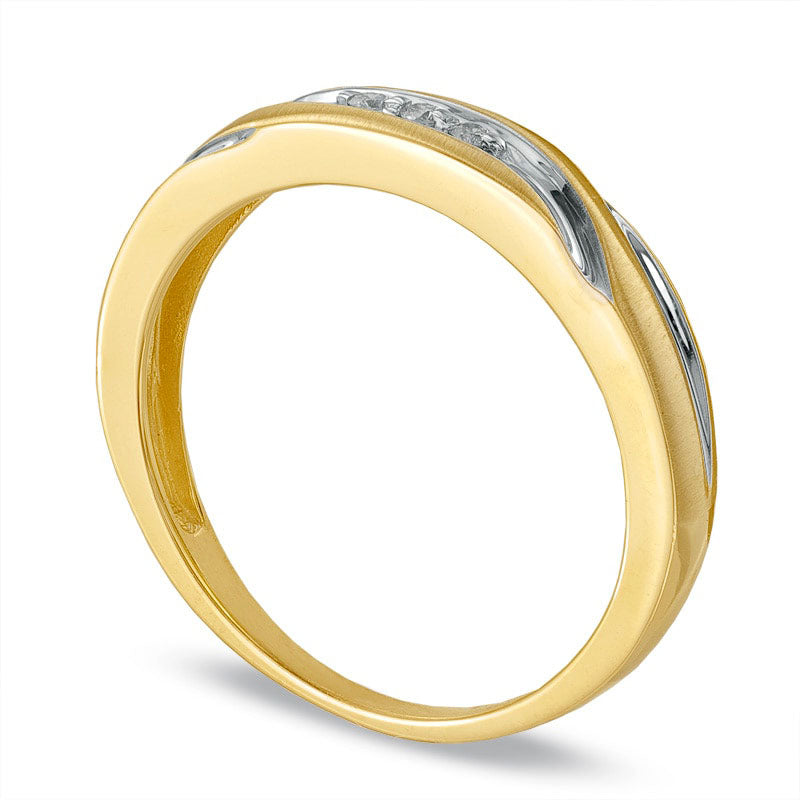 Image of ID 1 Ladies' Natural Diamond Accent Swirl Wedding Band in Solid 10K Yellow Gold