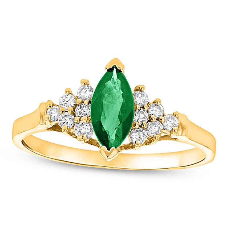 Image of ID 1 Marquise Emerald and 020 CT TW Natural Diamond Composite Ring in Solid 14K Gold
