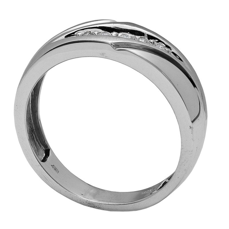 Image of ID 1 Men's 010 CT TW Natural Diamond Slant Wedding Band in Solid 10K White Gold