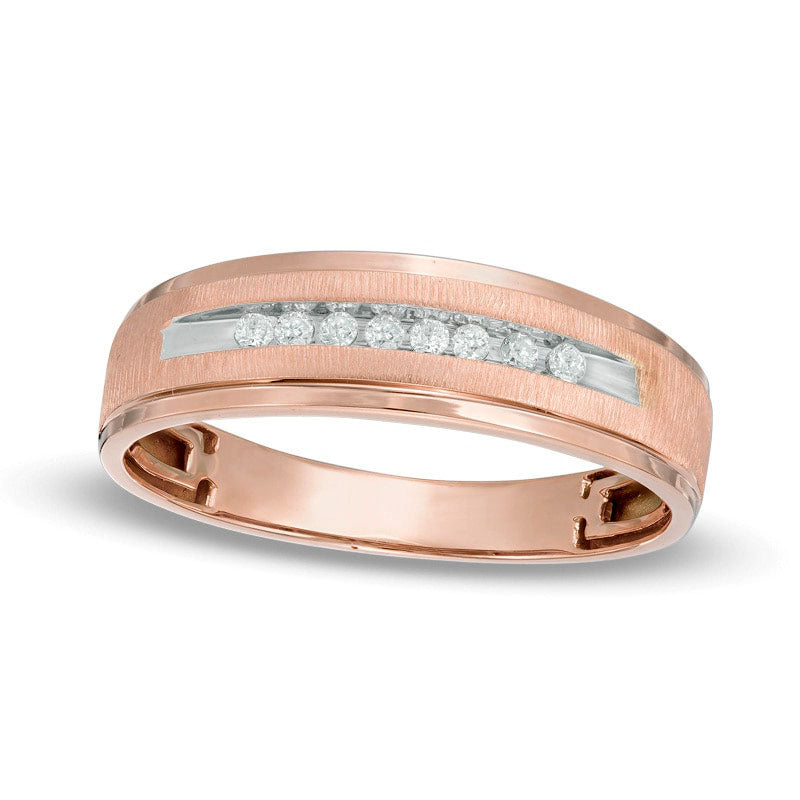 Image of ID 1 Men's 010 CT TW Natural Diamond Wedding Band in Solid 10K Rose Gold