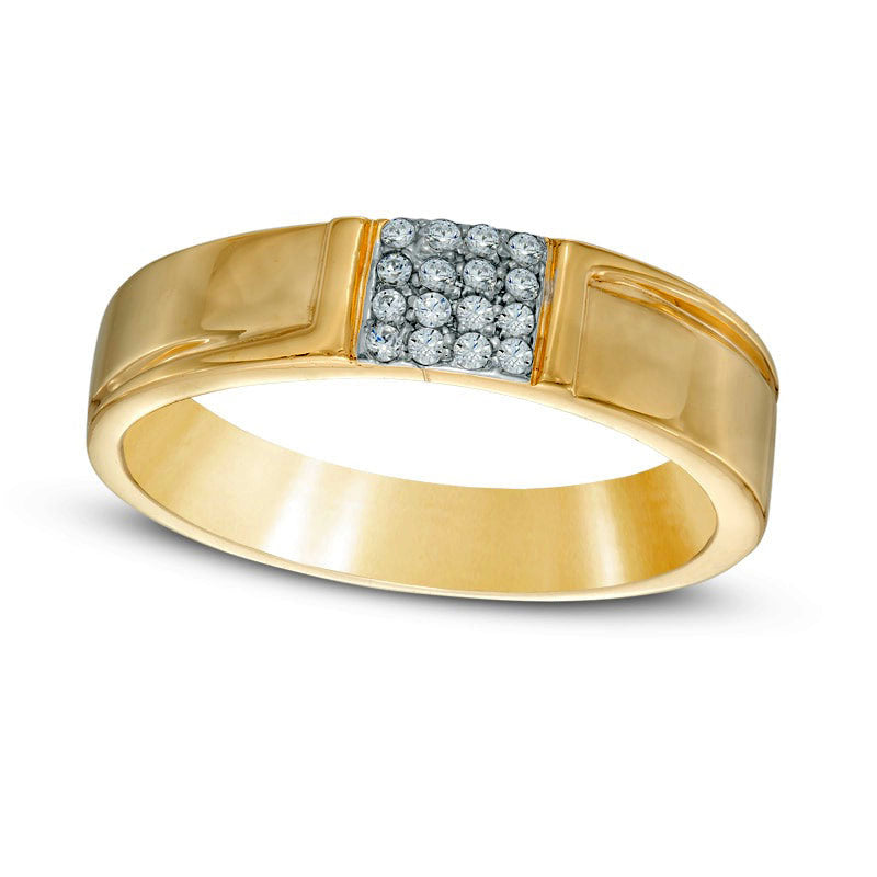 Image of ID 1 Men's 010 CT TW Natural Diamond Wedding Band in Solid 10K Yellow Gold