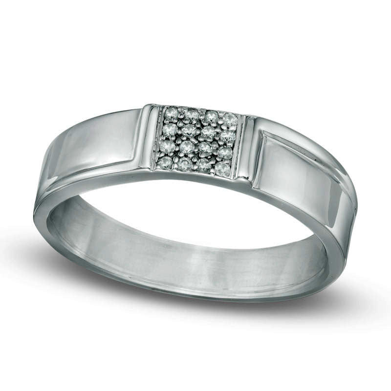 Image of ID 1 Men's 010 CT TW Natural Diamond Wedding Band in Sterling Silver