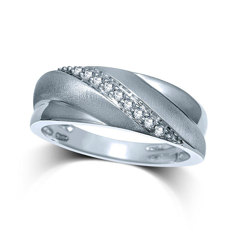 Image of ID 1 Men's 013 CT TW Natural Diamond Slant Anniversary Band in Solid 10K White Gold