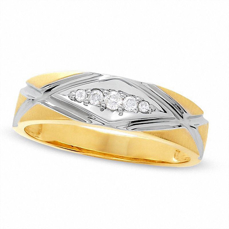Image of ID 1 Men's 013 CT TW Natural Diamond Wedding Band in Solid 10K Two-Tone Gold