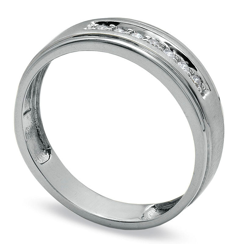 Image of ID 1 Men's 013 CT TW Natural Diamond Wedding Band in Solid 10K White Gold