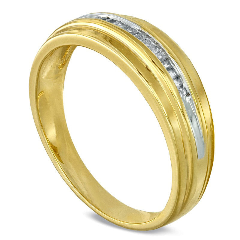 Image of ID 1 Men's 017 CT TW Baguette Natural Diamond Wedding Band in Solid 10K Yellow Gold